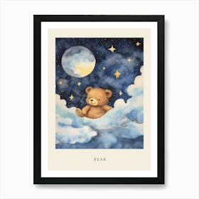 Baby Bear 3 Sleeping In The Clouds Nursery Poster Art Print