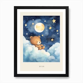 Baby Bear 1 Sleeping In The Clouds Nursery Poster Art Print