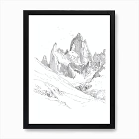 Cerro Torre Argentina Chile Line Drawing 6 Art Print