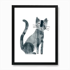 Black Watercolor Cat Art Print