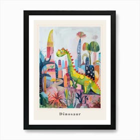Abstract Geometric Colourful Dinosaur Painting 1 Poster Art Print