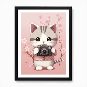 Kawaii Cat Drawings Photographer 1 Art Print