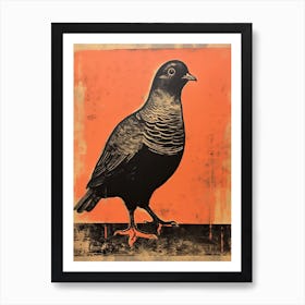 Pigeon, Woodblock Animal Drawing 1 Art Print