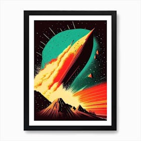 Asteroid Impact 2 Vintage Sketch Space Art Print