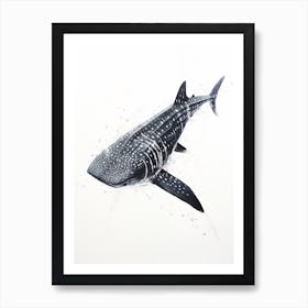 Oil Painting Of A Whale Shark Shadow Outline In Black 2 Art Print