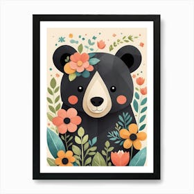 Floral Cute Baby Bear Nursery (12) Art Print
