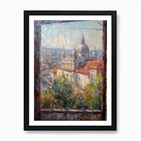 Window View Of Budapest Hungary Impressionism Style 3 Art Print