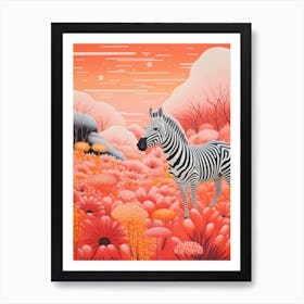 Zebra In The Wild Pink 3 Art Print