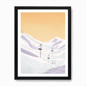 Les 3 Vallees   France, Ski Resort Pastel Colours Illustration 1 Art Print