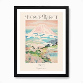 Flower Market Mount Iwate In Iwate, Japanese Landscape 1 Poster Art Print