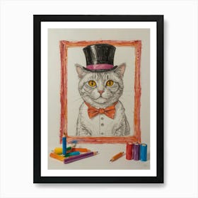 Top Hat Cat Affiche