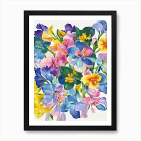Freesia Modern Colourful Flower Art Print