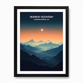 Poster Of Heavenly Mountain   California Nevada, Usa, Ski Resort Illustration 0 Art Print