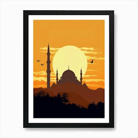 Blue Mosque Sultan Ahmed Mosque Pixel Art 3 Art Print