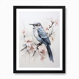 Hummingbird, Japanese Brush Painting, Ukiyo E, Minimal 1 Art Print