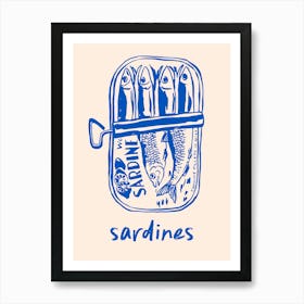 Blue Sardines Tin Print Art Print