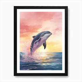 Hectors Dolphin At Sunset 3 Art Print