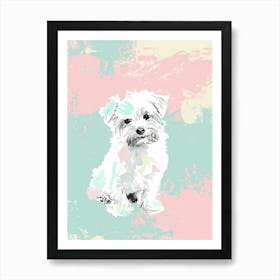 Yorkshire Terrier Dog Pastel Line Watercolour Illustration  6 Art Print
