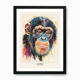 Bonobo Colourful Watercolour 4 Poster Art Print