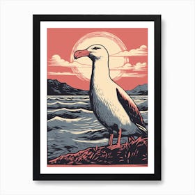 Vintage Bird Linocut Albatross 4 Art Print