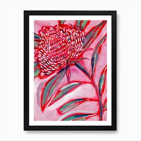 Pink And Red Botanical Print  Art Print