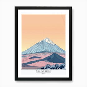 Mount Teide Spain Color Line Drawing 2 Poster Art Print