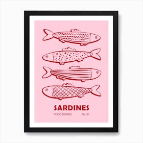 Sardines in Pink and Red Art Print