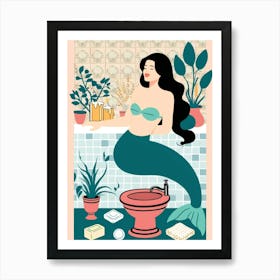 Mermaid In The Bathroom Art Print