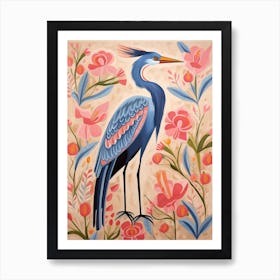 Pink Scandi Great Blue Heron 5 Art Print