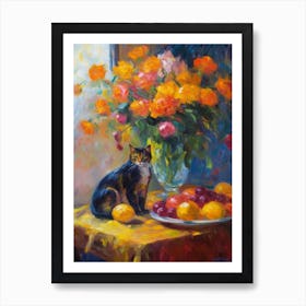 Freesia With A Cat 4 Art Print