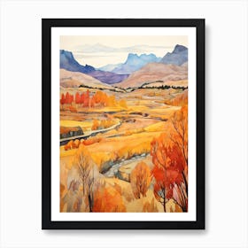 Autumn National Park Painting Torres Del Paine National Park Chile 2 Art Print