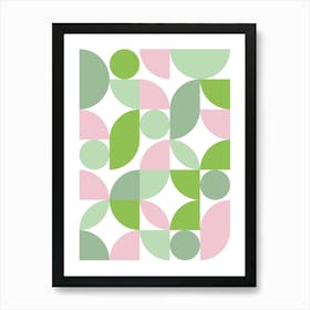 Mid Century Modern Abstract 26 Pink and Green Art Print