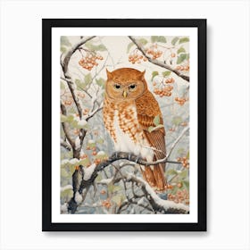 Winter Bird Painting Eastern Screech Owl 2 Art Print