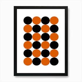 Black And Orange Circles Art Print