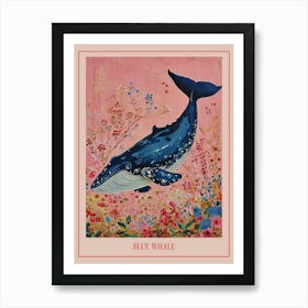 Floral Animal Painting Blue Whale 2 Poster Art Print