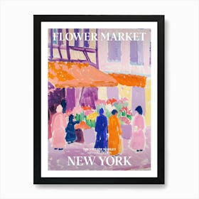 Vintage Flower Market Painting New York 2 Art Print