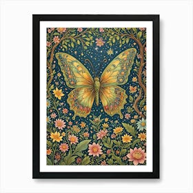 Butterfly In The Blooming Garden Art Print