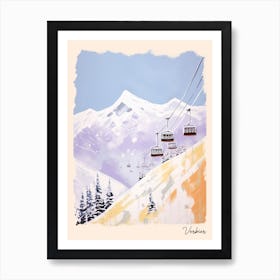 Poster Of Verbier   Switzerland, Ski Resort Pastel Colours Illustration 1 Art Print