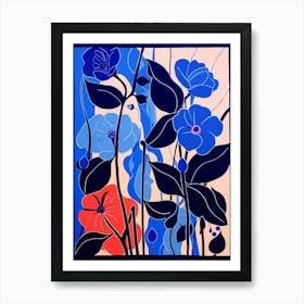 Blue Flower Illustration Morning Glory 4 Art Print