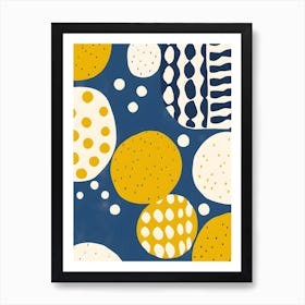 Yellow whight abstract dots  | print Affiche