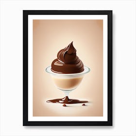 Chocolate Mousse Dessert Retro Minimal 1 Flower Art Print