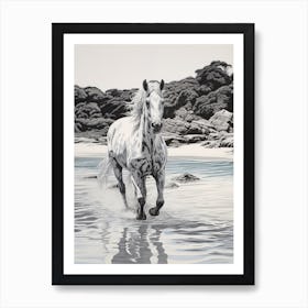 A Horse Oil Painting In Hyams Beach, Australia, Portrait 1 Art Print