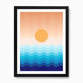 Waving Sun On The Midlle Of Ocean Art Print