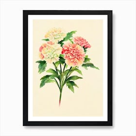 Carnations Vintage Flowers Flower Art Print