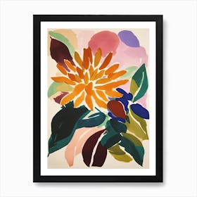 Dahlia Flower Illustration 1 Art Print