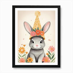 Floral Cute Baby Rabbit Bunny Nursery (21) Art Print