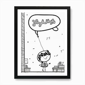 Cartoon Style White Balloon With Abstract Black Patterns Pointing Down To Suggest Growth Hand Draw (2) Art Print