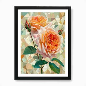 English Roses Painting Rose Geometric 6 Art Print