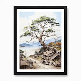 Hachijo Jima In Tokyo, Japanese Brush Painting, Ukiyo E, Minimal 4 Art Print