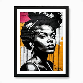 Vintage Graffiti Mural Of Beautiful Black Woman 2 Art Print